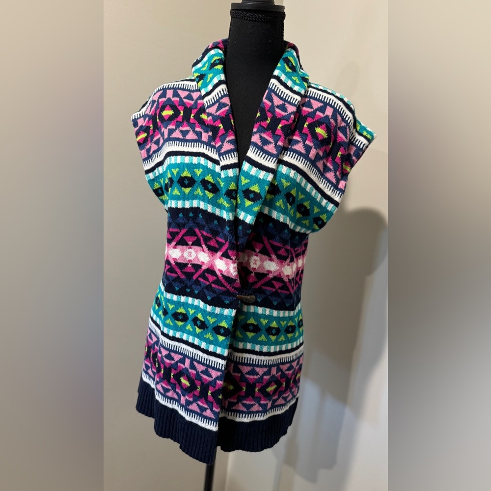 American Living women’s large Multicolor Knit Vest tribal knit southwestern vibe